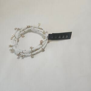 5 Stretch Guess Bracelets White Gold Stars B21